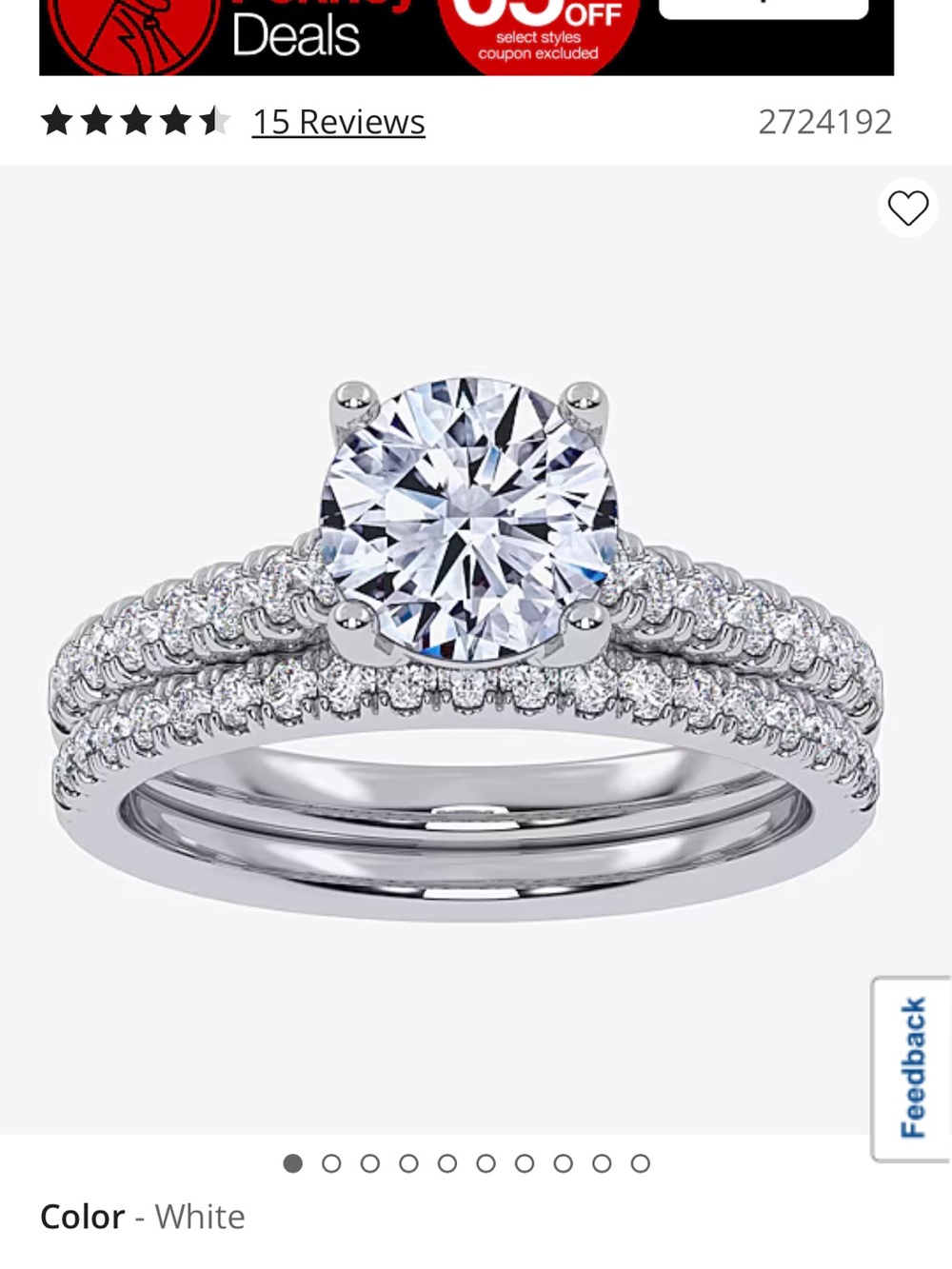 jcpenney White Solitaire Halo Engagement Ring and Duo Bands